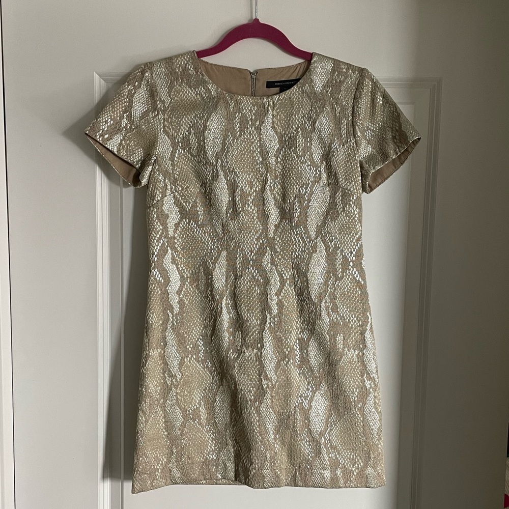 French Connection Metallic shift dress, size 0